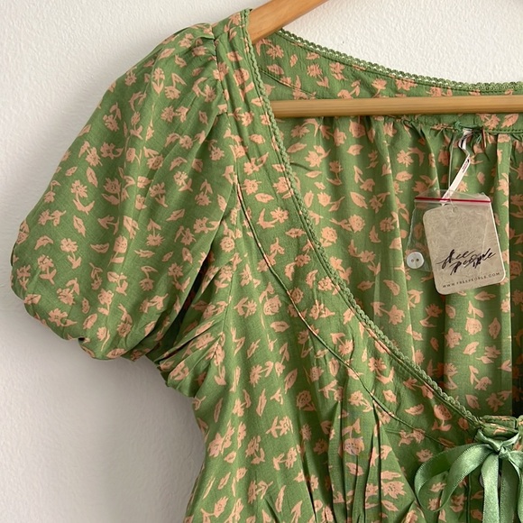 Free People Easy to Love Set Skirt Crop Top Skirt Set Green Floral NWT - Picture 7 of 17